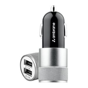 Ambrane 12W Fast Car Charger, Dual USB Output,